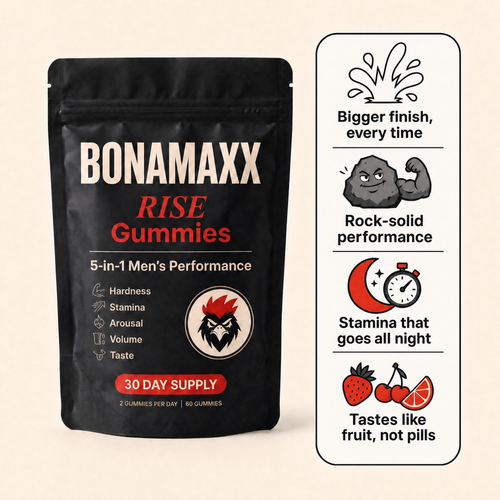 BonaMaxx RISE Gummies pouch with benefits